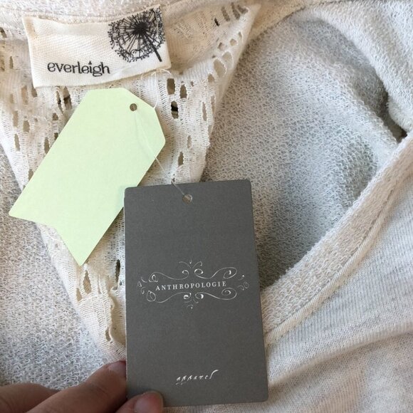 NWT Anthropologie Everleigh Oatmeal Lace  Up Back Sweater Top size XS - Picture 9 of 13
